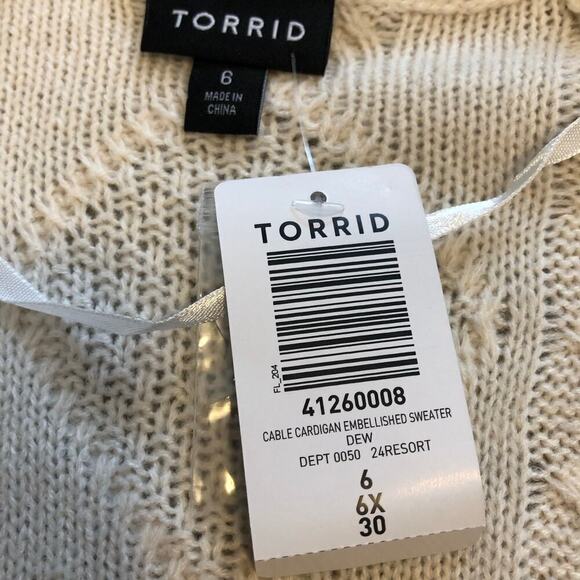 NWT Torrid Women’s Cardigan Sz 6x Cream Jewels Festive Winter Holiday - Picture 3 of 7